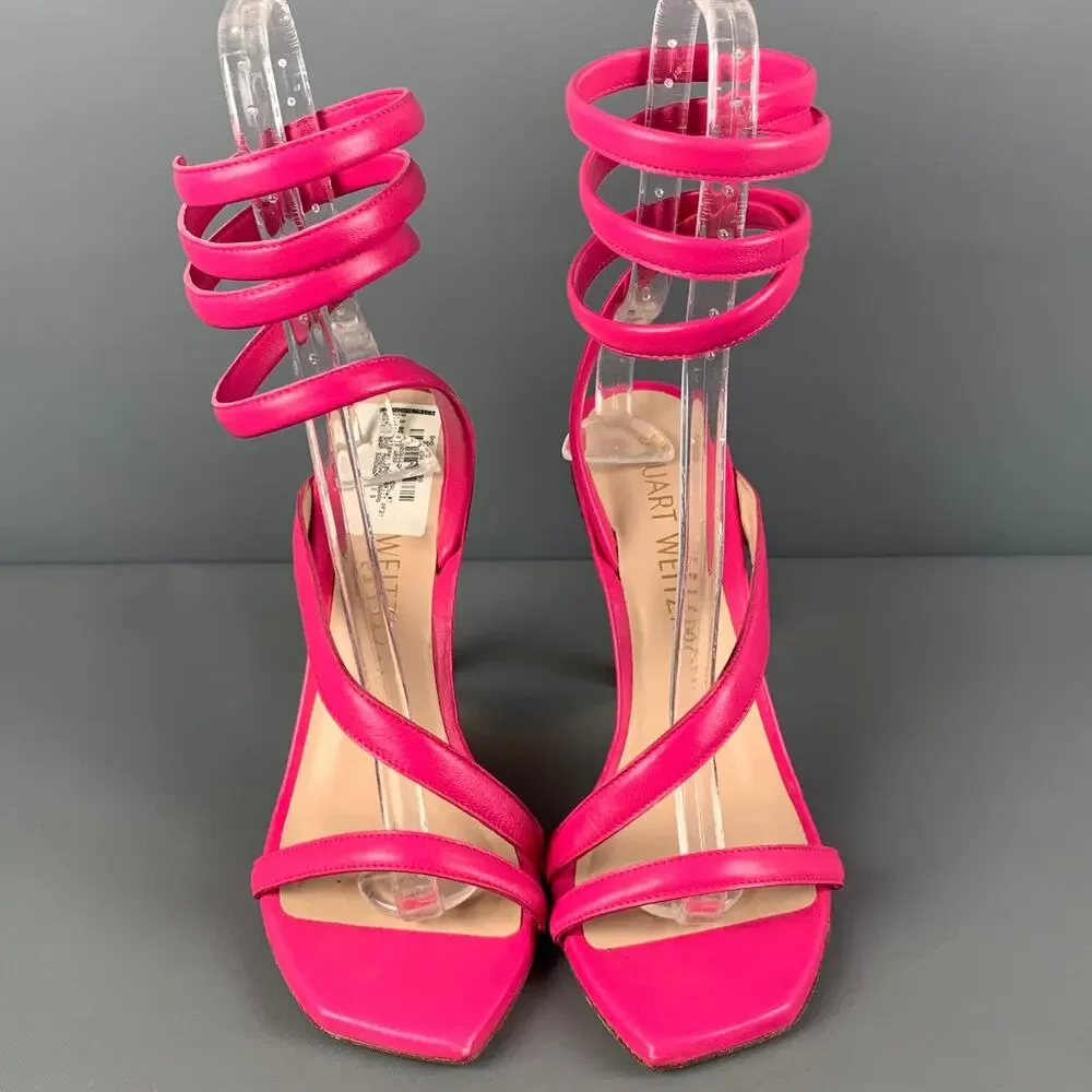 STUART WEITZMAN Size 9 Beatrix Pink Gold Leather Strappy Sandals